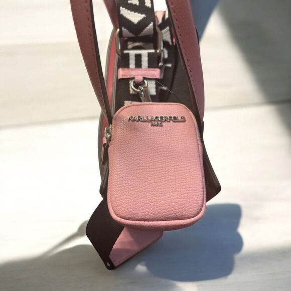 KARL LAGERFELD MAYBELLE PARIS SATCHEL/CROSSBODY BAG PINK BLUSH MULTI NWT - Picture 5 of 7